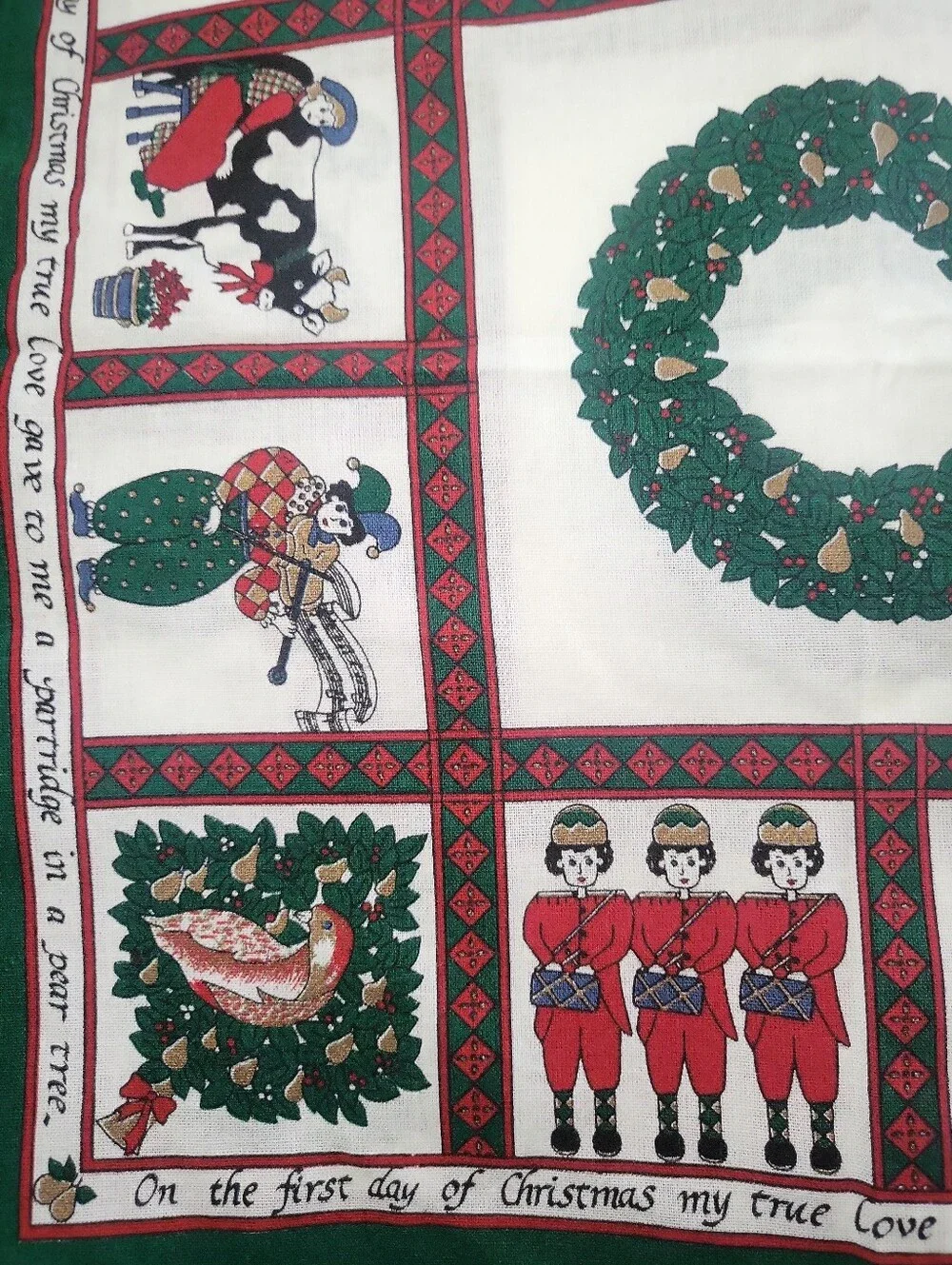 Vintage Sunweave 12 Days Of Christmas Holiday  Napkin Set Of 8